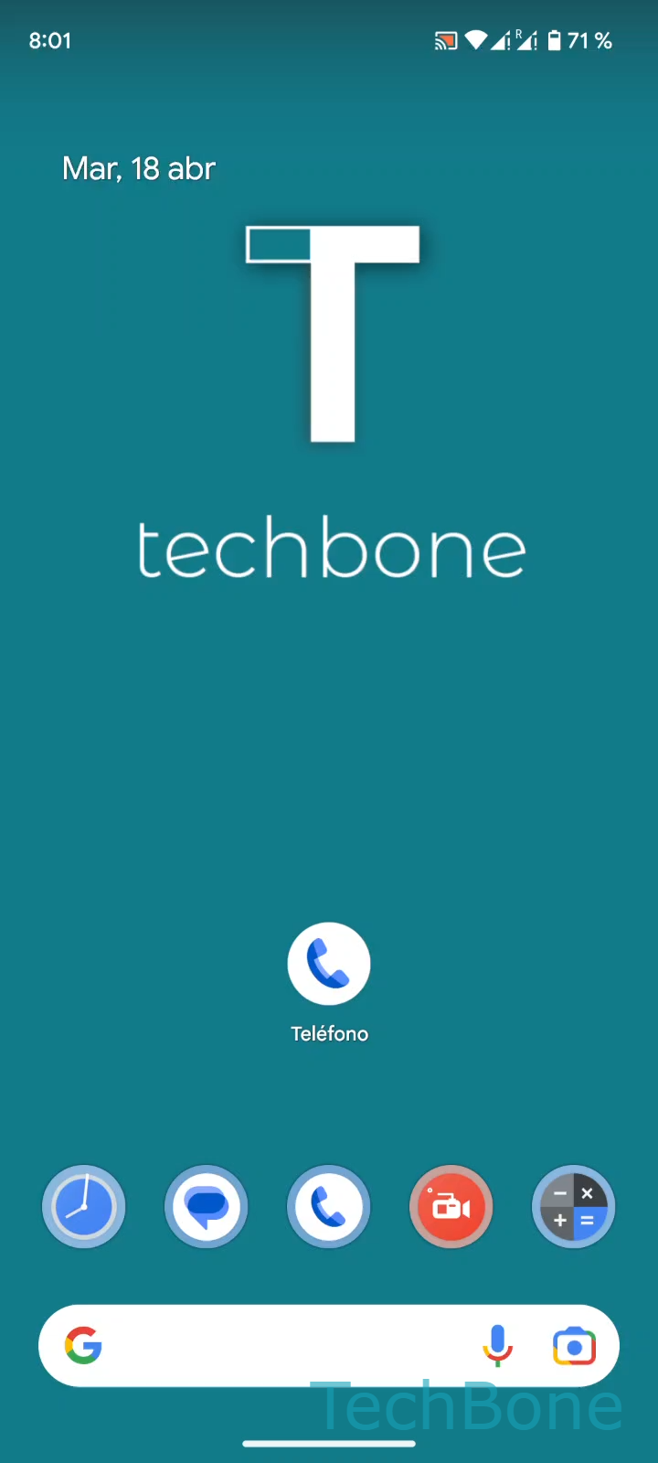 Activar la búsqueda de Sitios cercanos en Teléfono – Android 13: paso 1 – Abre Teléfono