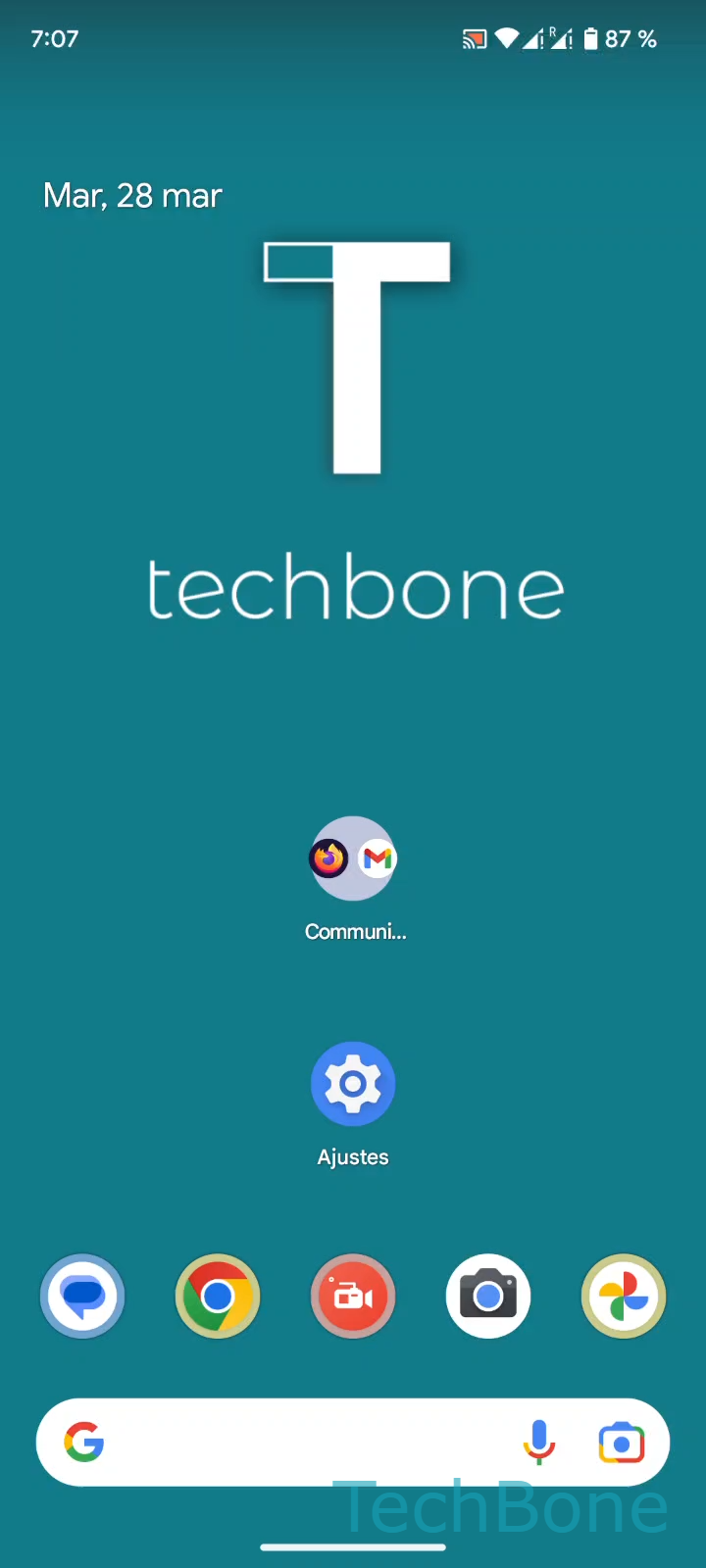 Renombrar carpetas en la pantalla de inicio – Android 13: paso 1 – Selecciona una Carpeta