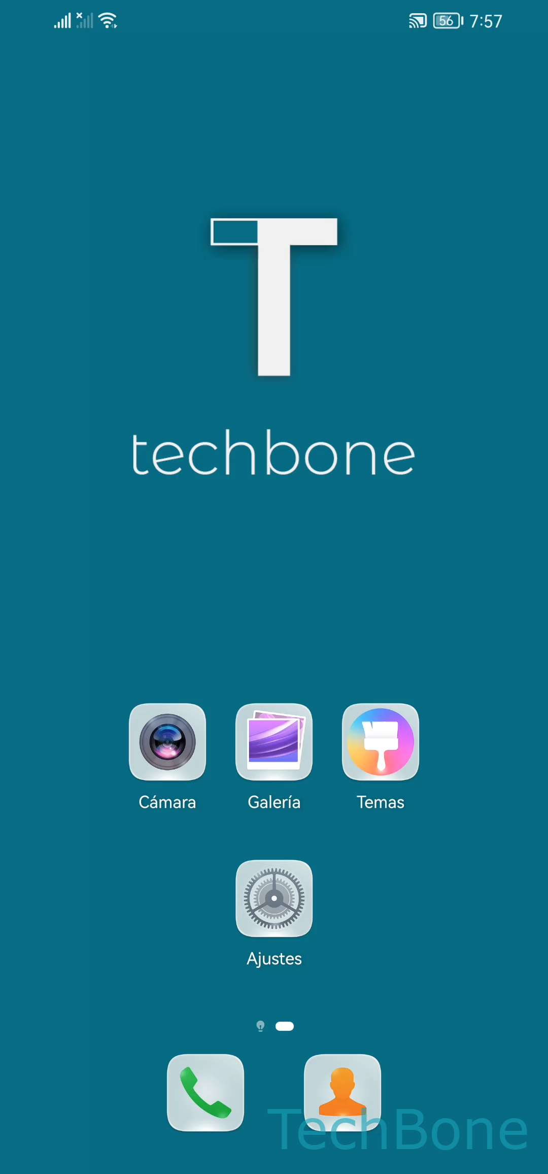 Quitar aplicaciones de la pantalla de inicio – EMUI: paso 1 – Mantén presionado un Espacio libre en la pantalla de inicio