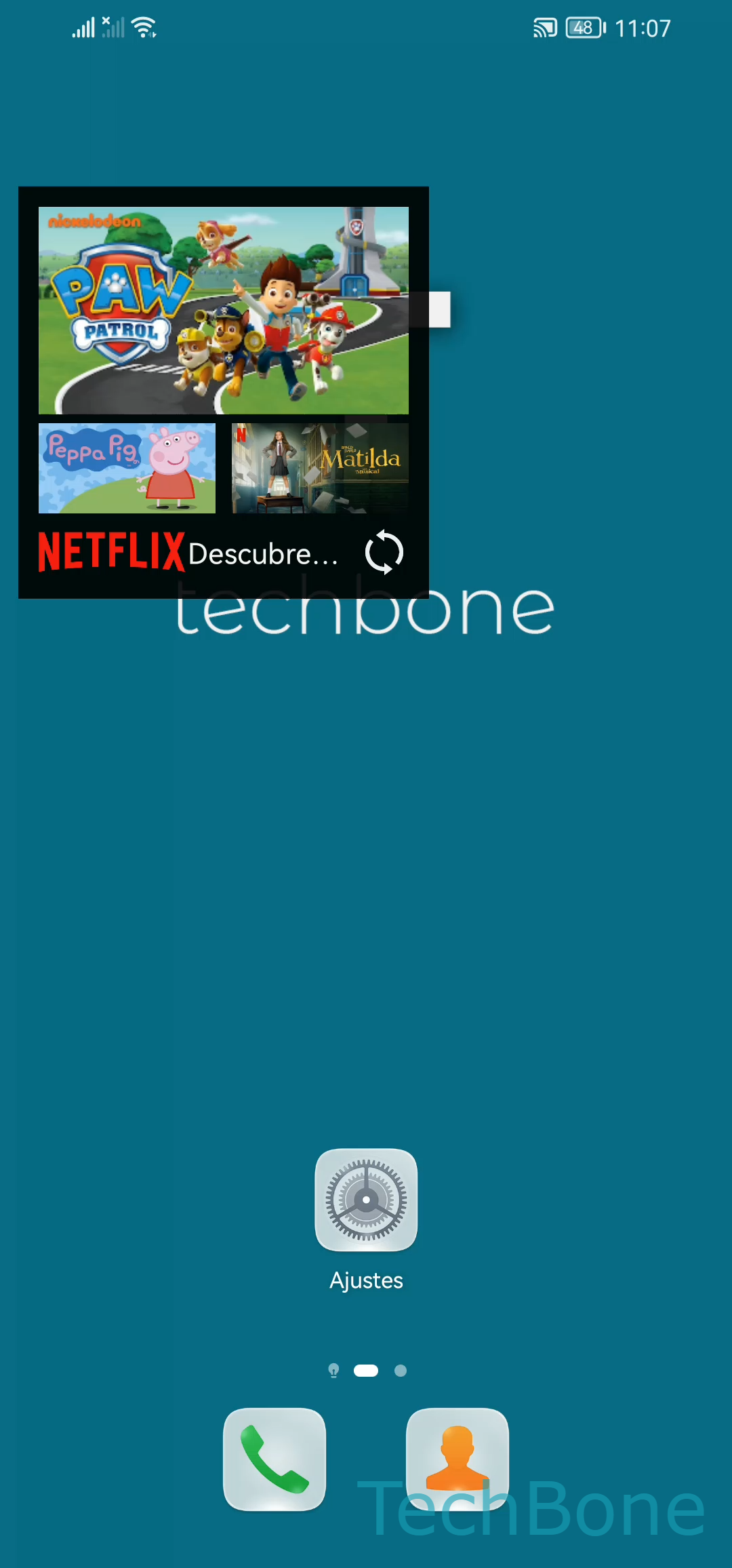 Cambiar el tamaño de los widgets – EMUI: paso 1 – Mantén presionado un Widget