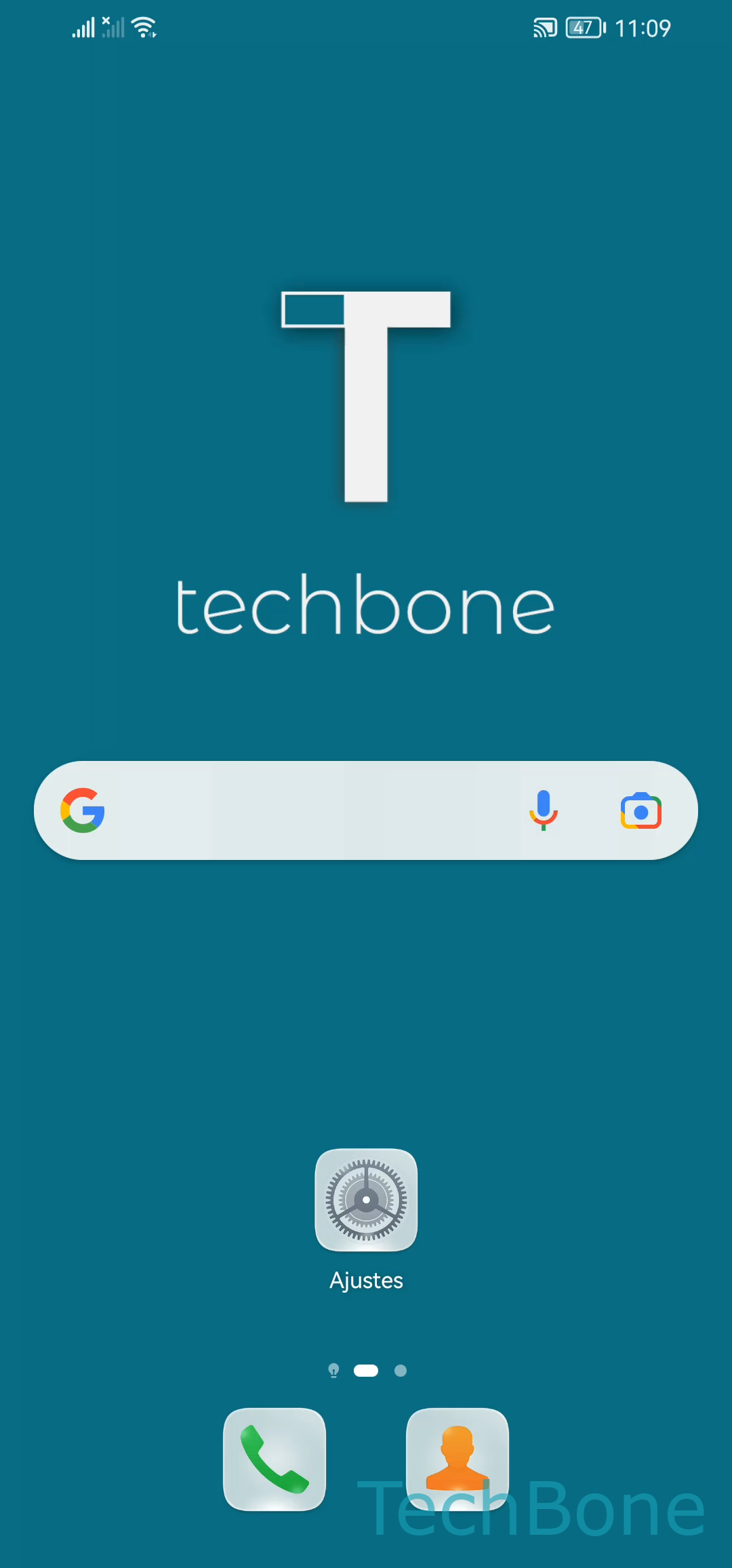 Eliminar la Barra de Búsqueda de Google del inicio – EMUI: paso 1 – Mantén presionada la Barra de búsqueda de Google